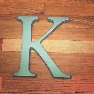 Metal ‘K’ decor in Robin’s egg blue
